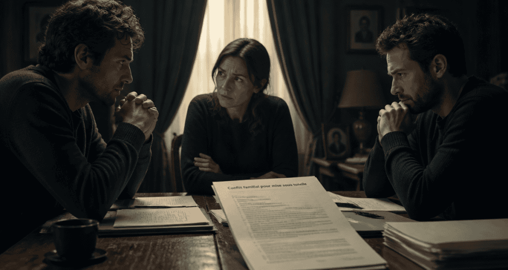 conflit familial pour mise sous tutelle autour d'une table