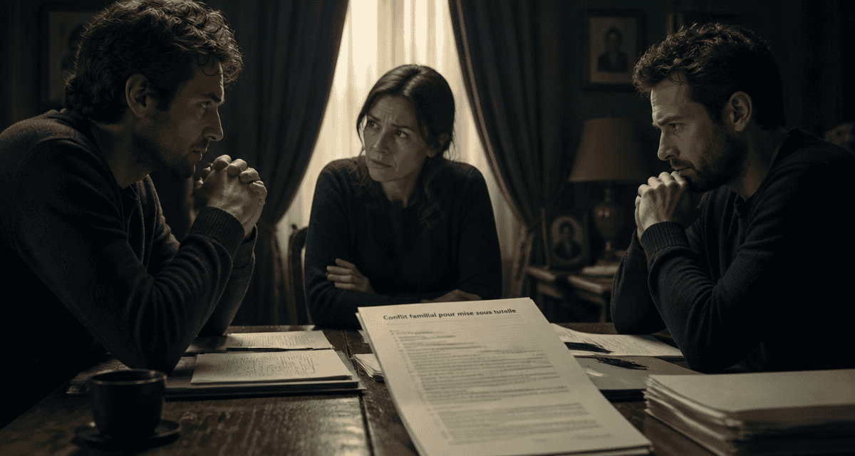 conflit familial pour mise sous tutelle autour d'une table