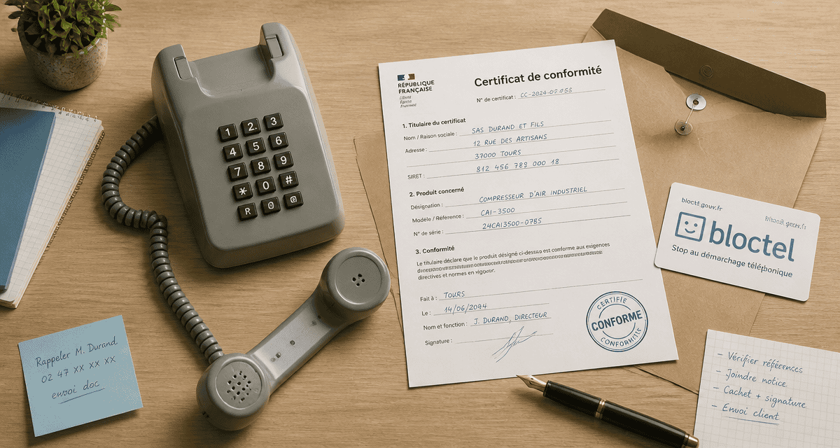 démarchage téléphonique certificat de conformité téléphone formulaire