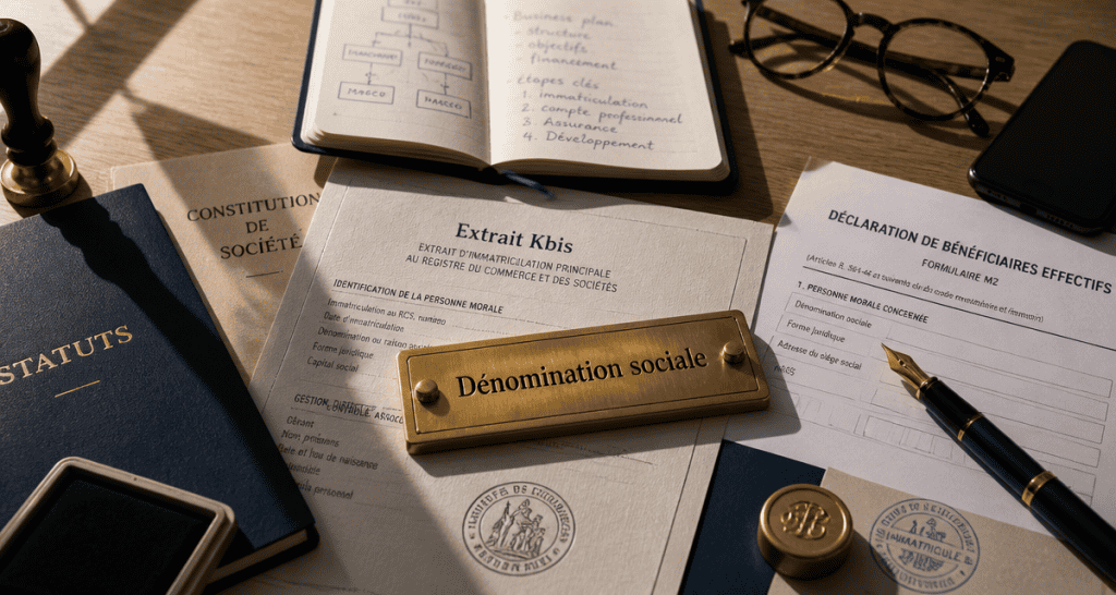 denomination ou raison social sur bureau d'entrepreneur