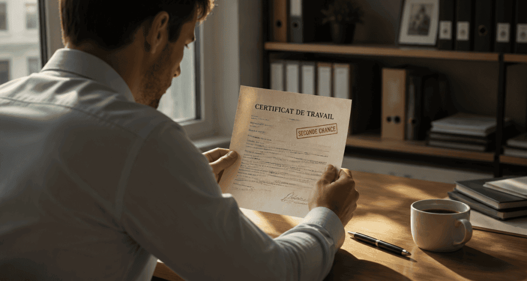 embauche après licenciement pour faute grave, homme lisant un certificat