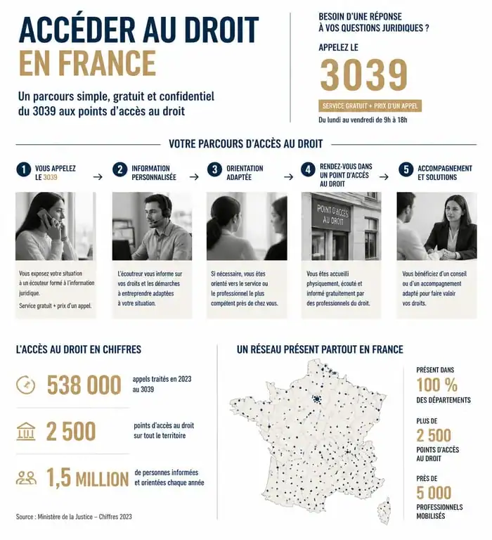 Parcours d'accès au droit et aide juridique en France