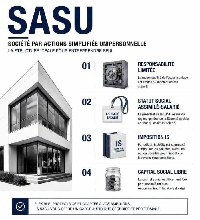 Infographie comparative des caractéristiques de la SASU forme juridique