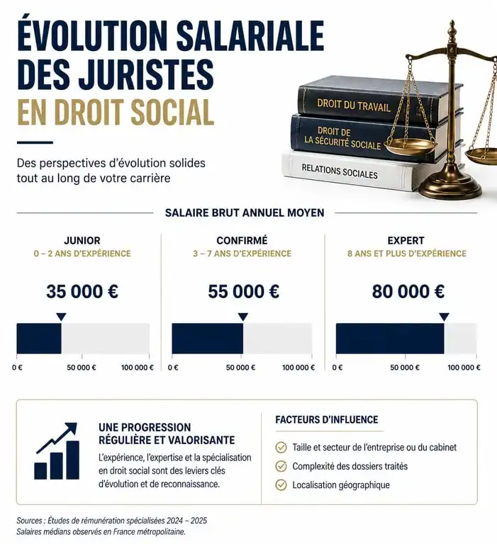 Évolution salariale et perspectives de carrière pour un juriste droit social