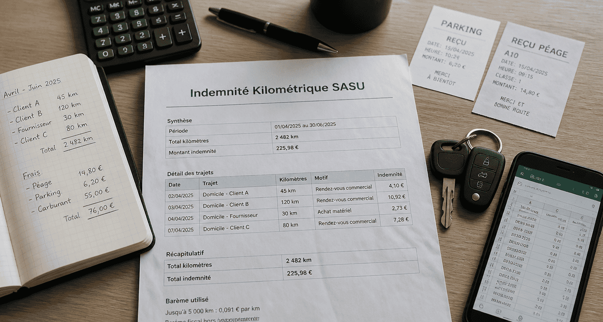 indemnité kilométrique sasu bureau calcul justificatifs