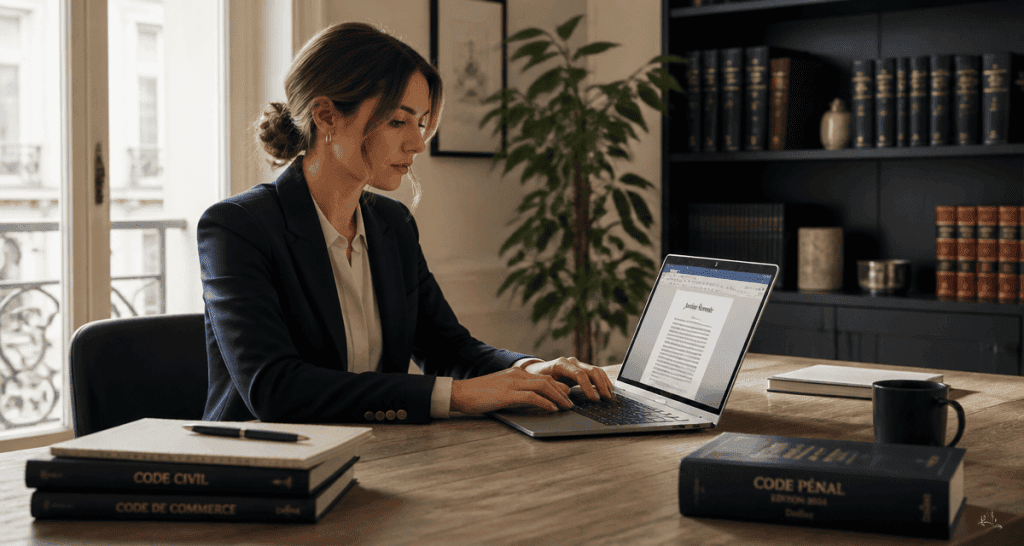 juriste télétravail concentrée à domicile