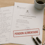 montant pension alimentaire couple non marié sur table avec documents et calculatrice