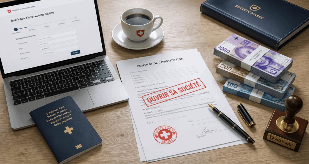 ouvrir une société en suisse, bureau, contrat, francs suisses