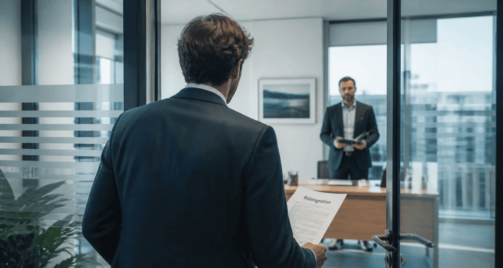 réintégration suite mise à pied conservatoire salarié bureau