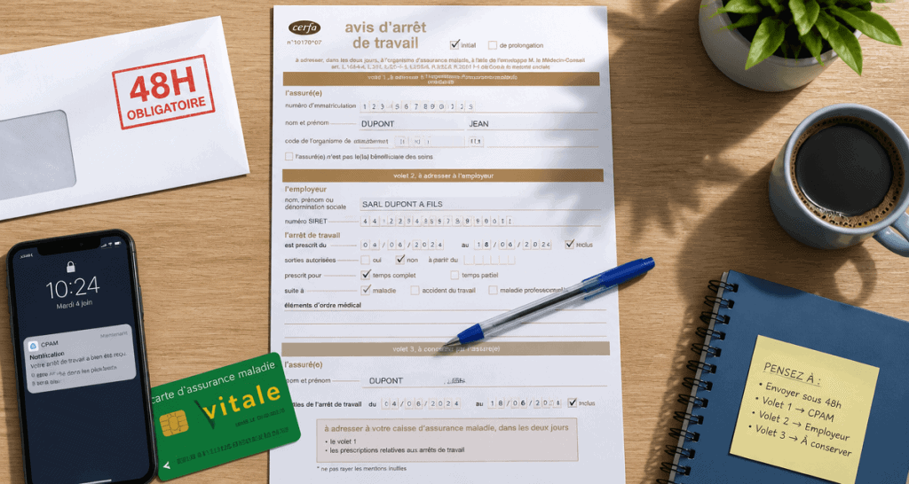 Sanction envoi tardif arrêt de travail employeur formulaire