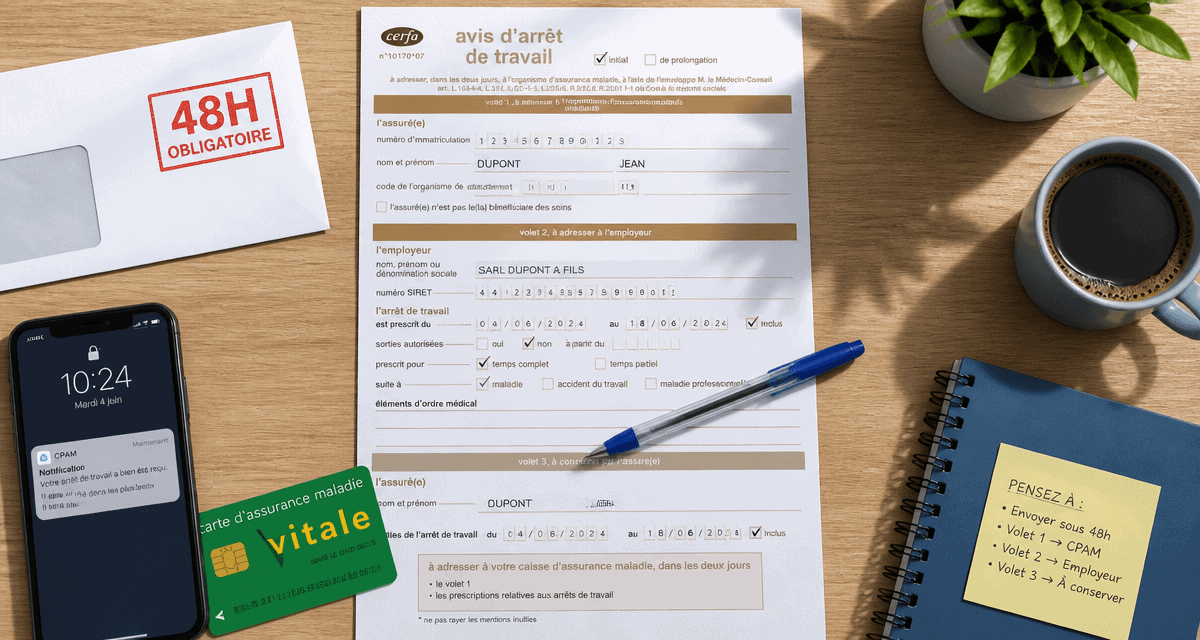 Sanction envoi tardif arrêt de travail employeur formulaire