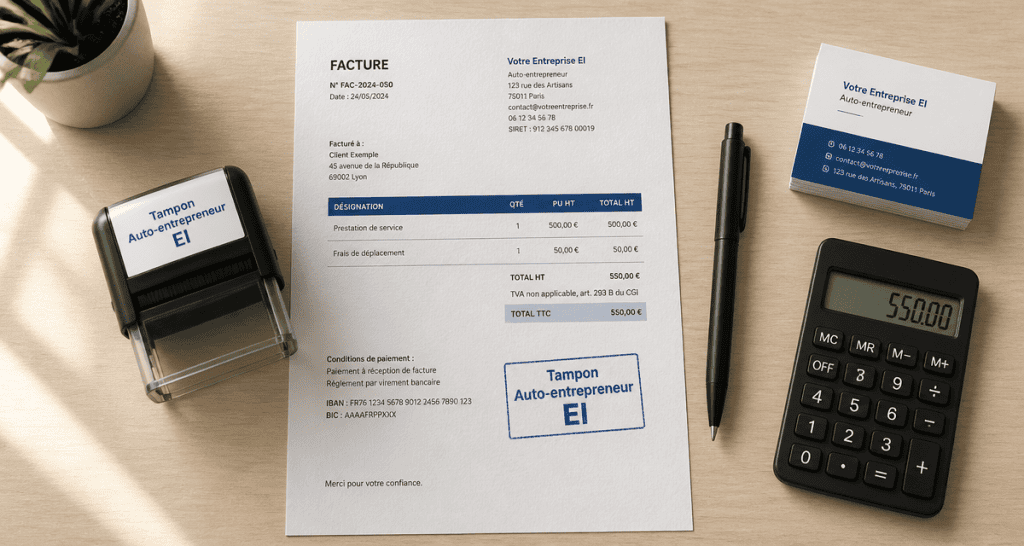 tampon pour auto entrepreneur sur facture