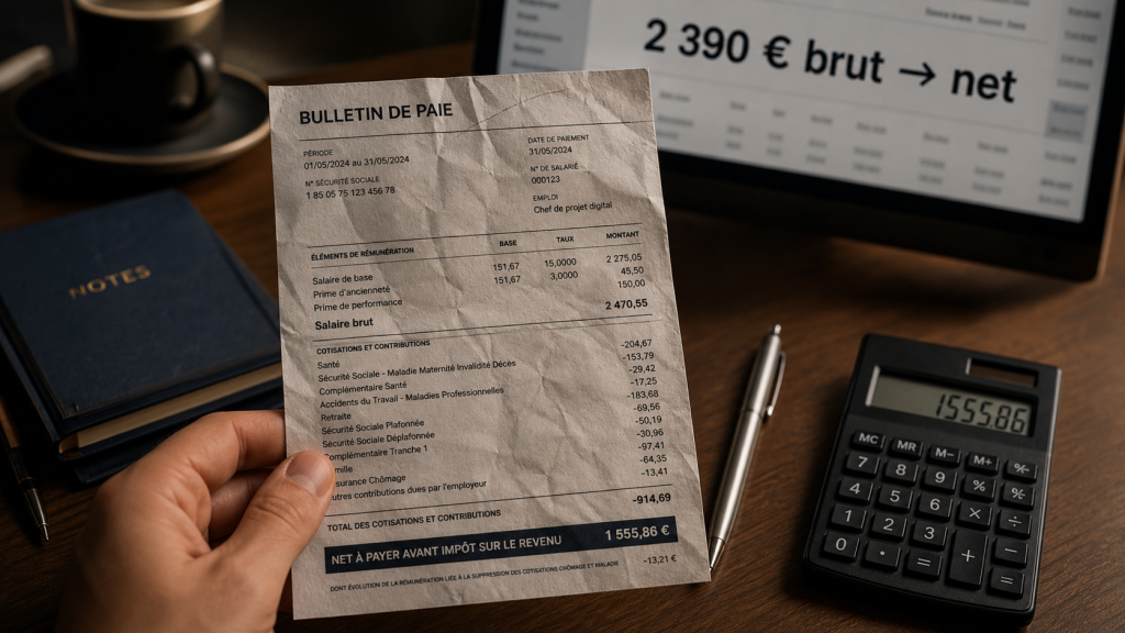 2390 brut en net : salaire mensuel réel en euros