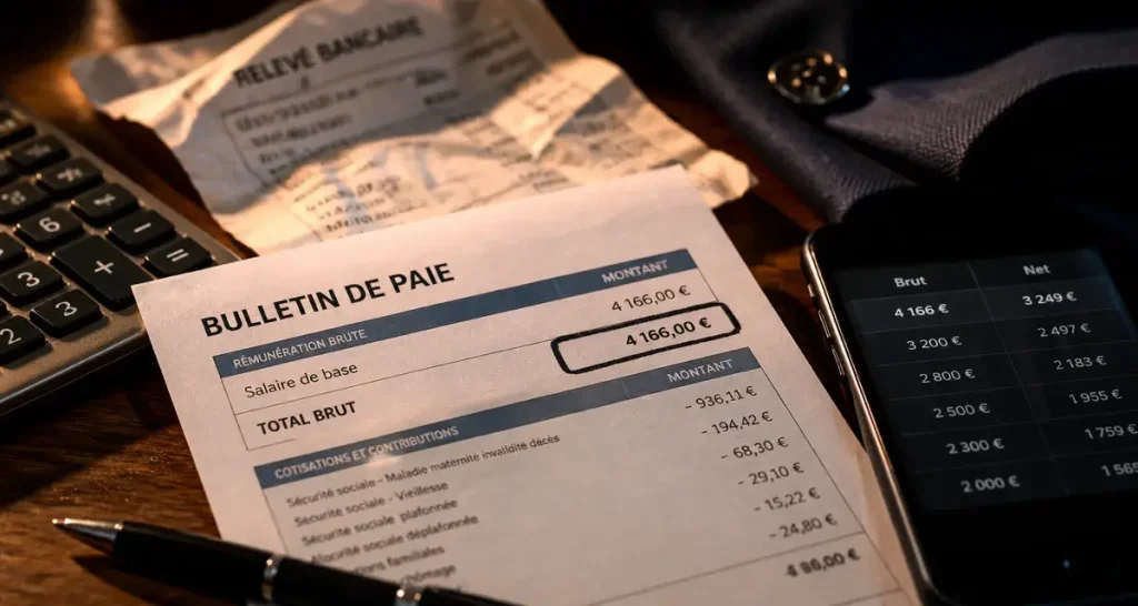 4166 brut en net : salaire réel sur le compte