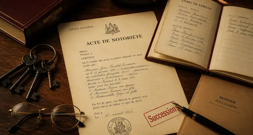actes notaries pour succession sur bureau de notaire