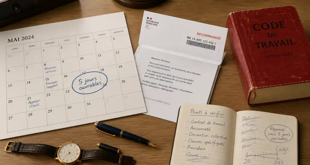 délai entre convocation et entretien préalable sur calendrier et code du travail