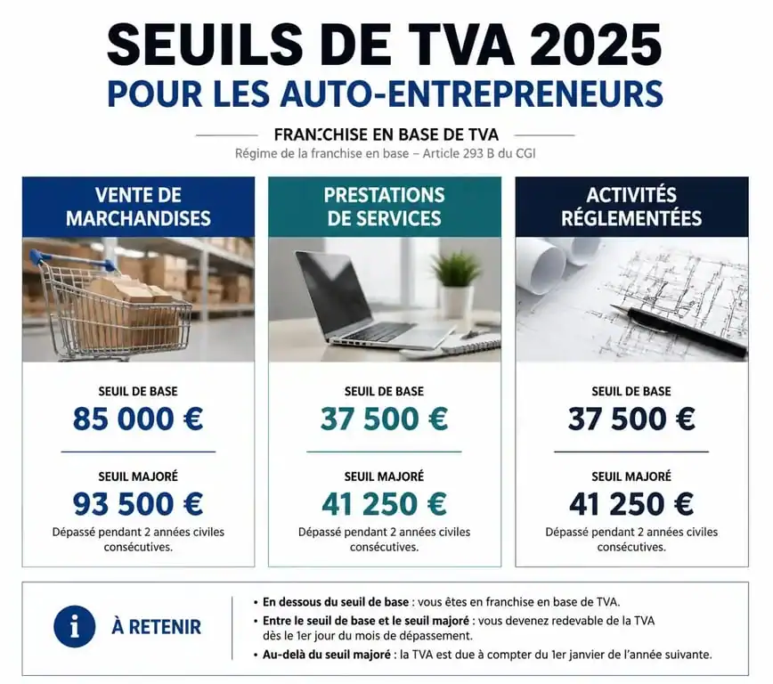 Tableau récapitulatif des seuils de TVA 2025 pour les auto-entrepreneurs