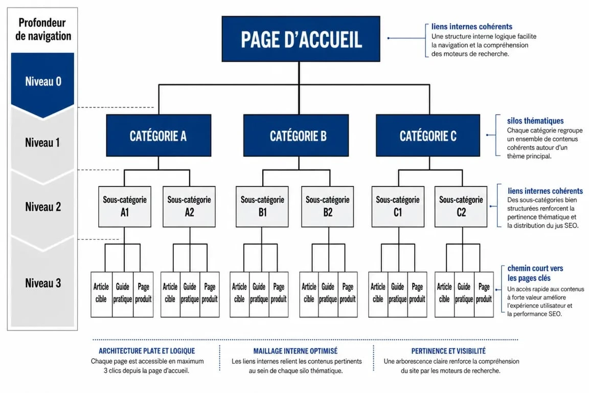 Schéma d'une arborescence SEO optimisée pour un site web