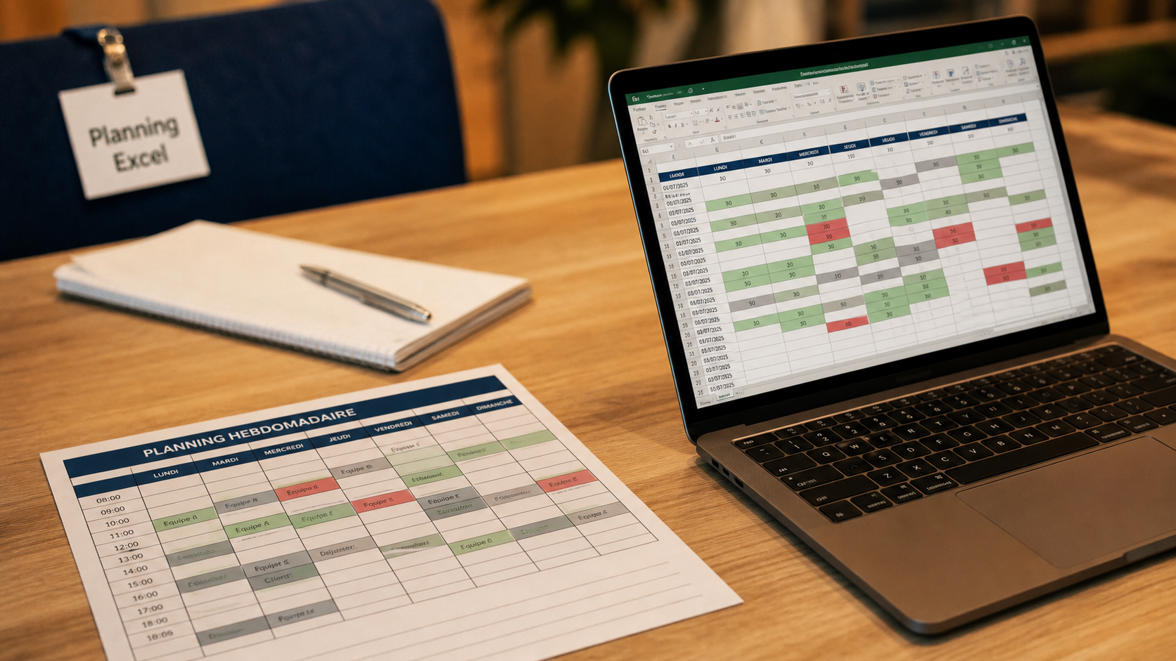 Faire un planning excel : feuille hebdomadaire Excel sur bureau