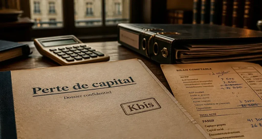 Perte de la moitié du capital social : dossier comptable et Kbis, agir avant dissolution