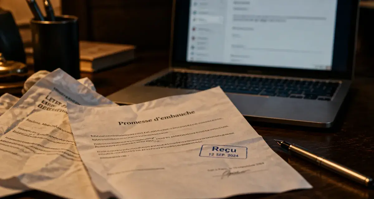 Promesse d'embauche non tenue : lettre reçue et mise en demeure