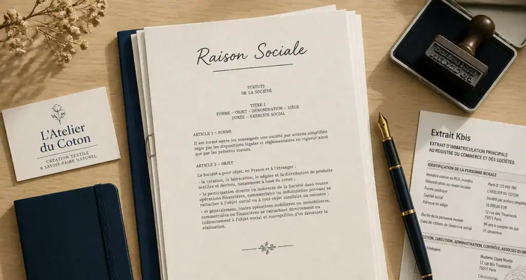 raison sociale d une entreprise sur documents juridiques