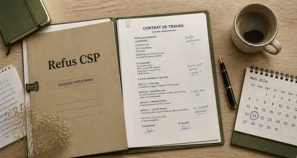refus csp et préavis dossier contrat