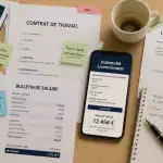 simulateur licenciement économique sur bureau avec documents
