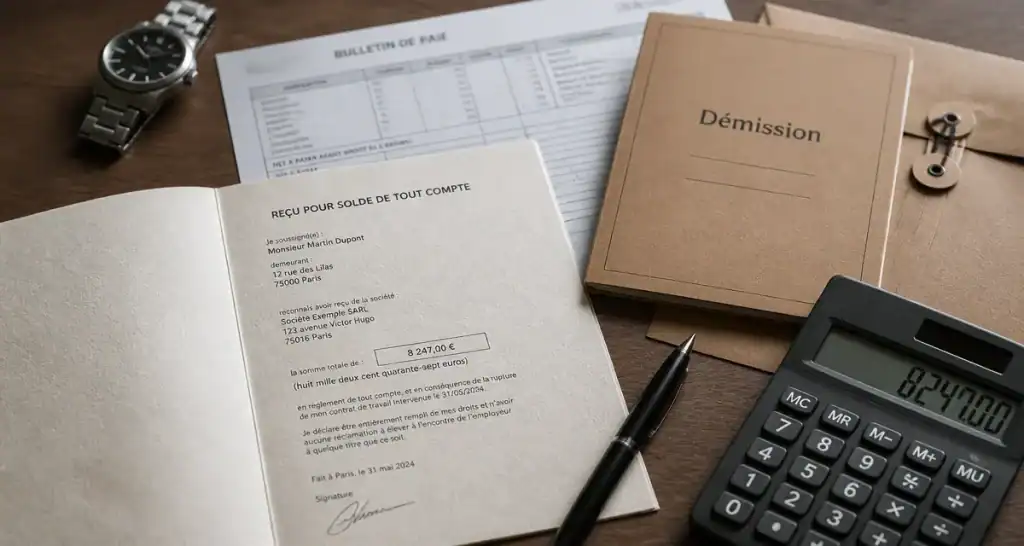 Solde de tout compte demission : reçu et calcul pour contester sous 6 mois