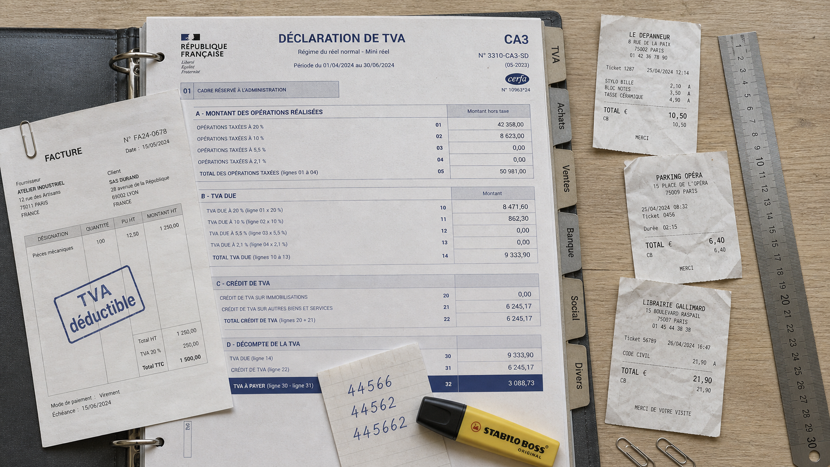 Compte tva deductible : erreurs 44562 44566