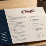 cv original exemple : photo d’un cv original en format paysage sur table