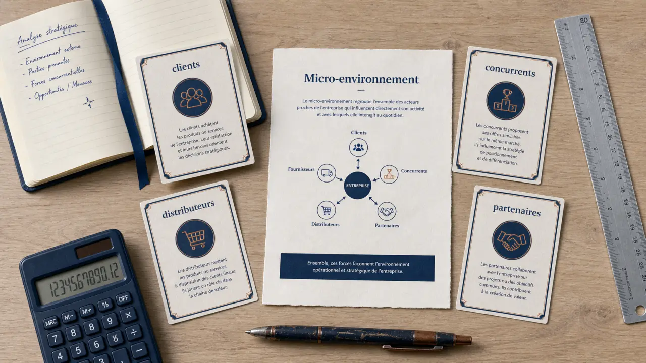 Micro environnement définition : clients fournisseurs concurrents autour d’un rapport