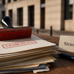 tribunal de commerce strasbourg : documents officiels sur bureau