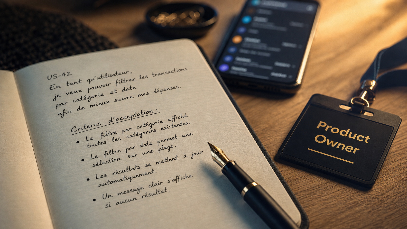 User stories exemple : critères d’acceptation sur carnet