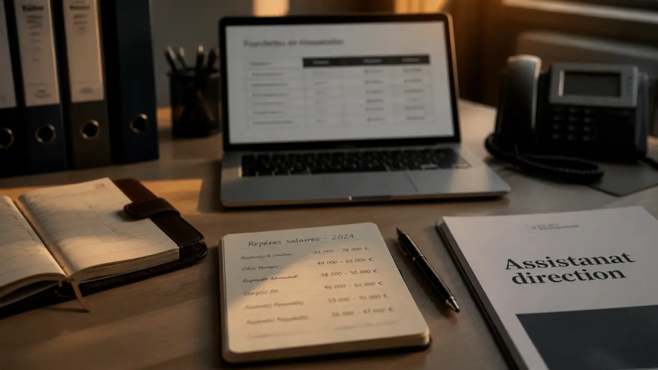 Assistante de direction salaire : agenda et chiffres au bureau