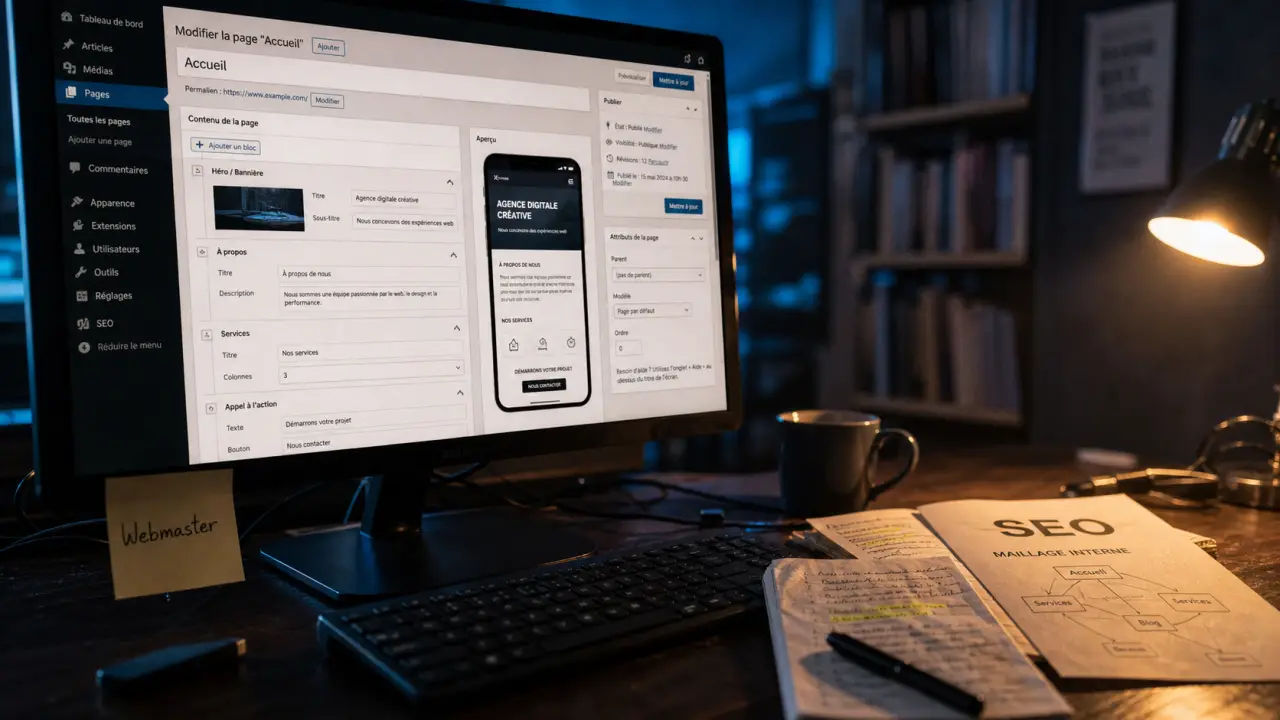 Emploi webmaster : bureau, clavier, CMS et offres locales
