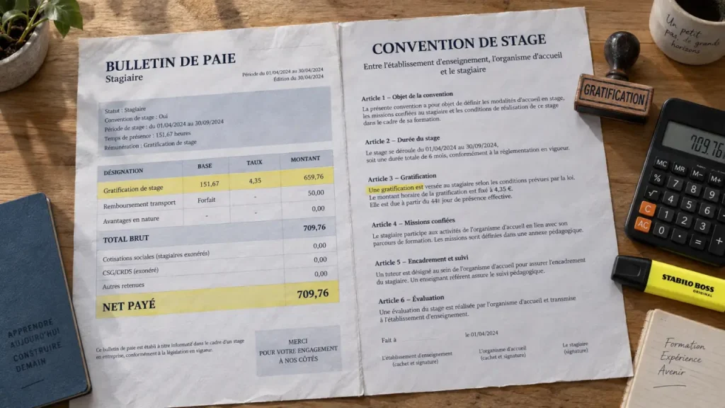 Fiche de paie stagiaire : vérifiez la gratification, les heures et le net versé