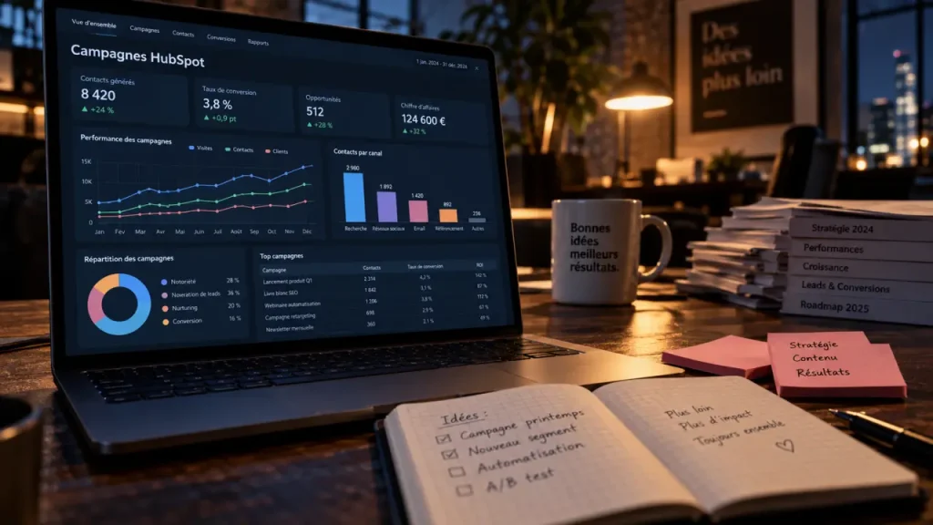 HubSpot centralise vos campagnes, du premier actif au revenu attribué